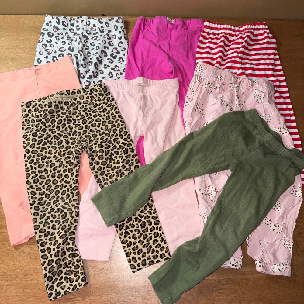 Lot of 8 Toddler Girls Pants Leggings H&M Blueberi Boulevard 3T Animal Print